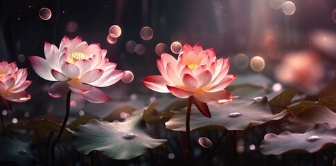 The lotus flowers are pink, very beautiful, with just the right amount of light
