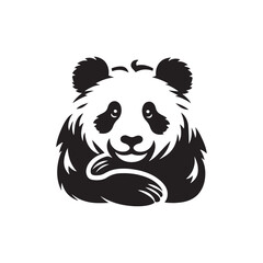 Mystic Monochrome: Panda Silhouette Set Conveying the Mysterious Aura of These Monochromatic Marvels - Panda Illustration - Panda Vector

