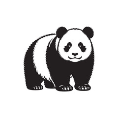 Tranquil Beauty: Panda Silhouette Series Depicting the Peaceful Essence of These Endearing Creatures - Panda Illustration - Panda Vector
