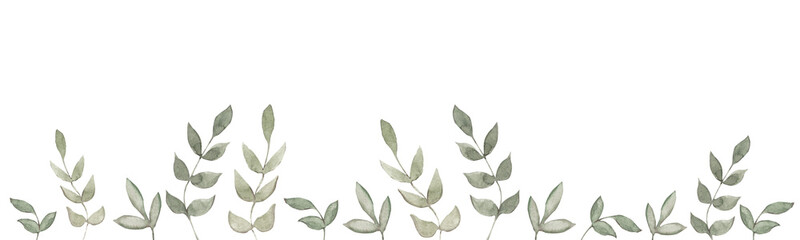 Naklejka premium Field grass border. Watercolor illustration