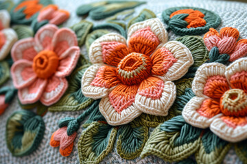 Fototapeta na wymiar Crochet flowers