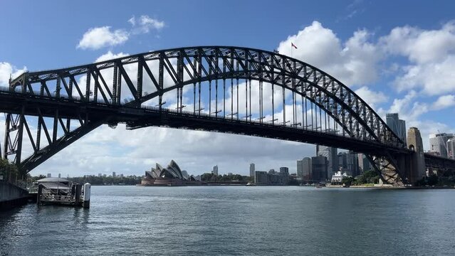 Scenic Summer Day In Sydney Harbour Bridge - Holiday Destination In Australia - Wide Shot