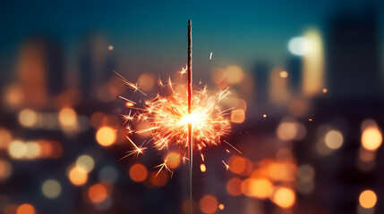 Fototapeta premium Beautiful fireworks background at night for holiday decoration