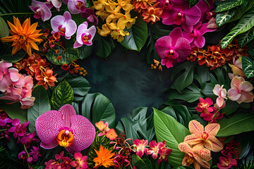 Neon Tropical Orchid Floral Border