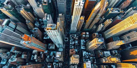 Foto op Plexiglas Aerial view of skyscrapers and office towers © piai