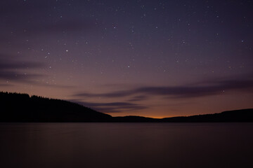 starry night over Usk reservoir.