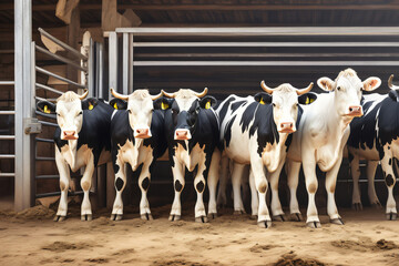 Landwirtschaft und Kühe im Kuhstall - obrazy, fototapety, plakaty