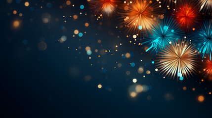 Obraz premium Beautiful fireworks background at night for holiday decoration