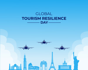 Global Tourism Resilience Day. 17 February. Holiday concept. Template for background with banner, poster and card. Vector illustration. Flat Design.