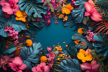 Neon Tropical Orchid Floral Border