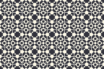 Seamless repeating monochrome seamless pattern. Mosaic ornamental decorative black and white pattern