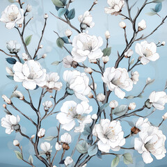 Blooming Sakura: A Retro Japanese Floral Pattern on a Seamless Pink Blossom Background