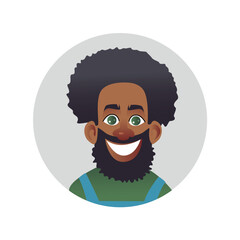 Avatar of black people. The African American man's avatar exudes confidence and individuality, making it culturally significant choice for representing identity. Vector illustration.