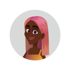 Avatar of black people. The cartoon design of this African American woman's avatar adds an element of cultural pride and significance. Vector illustration.