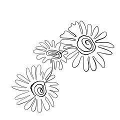 One continuous line drawing. Printable decorative poster common daisy flower chamomile