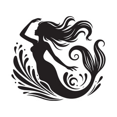 Obraz na płótnie Canvas Ethereal Tails of the Deep: Dive into a World of Sublime Grace with Captivating Mermaid Silhouettes - Mermaid Silhouette - Mermaid Illustration - Sea Beauty Vector 
