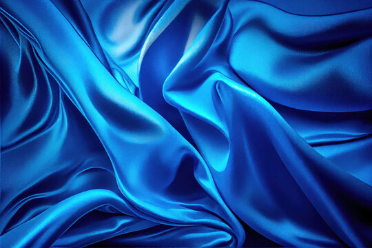 Beautiful abstract background, blue satin background blue luxury fabric texture. blue silk fabric background.