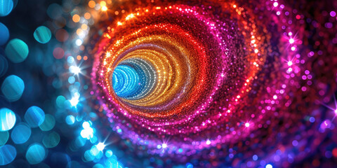 abstract background with spiral colorful lights on a black background, Spiral light streaks in the dark, dynamic backgrounds for websites, futuristic designs, technology concepts, or abstract motion g