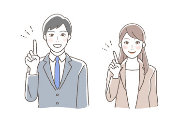 Business illustrations for men and women to explain points.