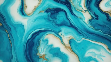 Abstract Cyan Natural luxury fluid art alcohol ink painting Background