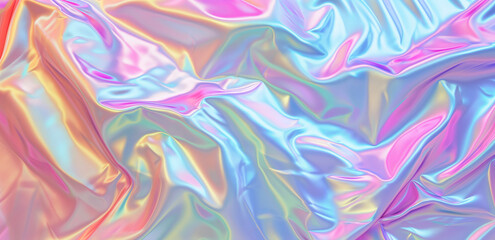 Fototapeta na wymiar Hologram fabric texture. Gradient abstract background. Light metal pastel pattern. Iridescent foil effect texture. 