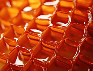 close up photo of honeycomb texture in orange color