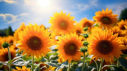 Summer Sunflowers: Sunflowers in full bloom against a sunny backdrop, radiating warmth and cheerfulness.