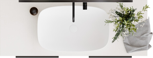 Top view isolated png vanity, architecture plans layout