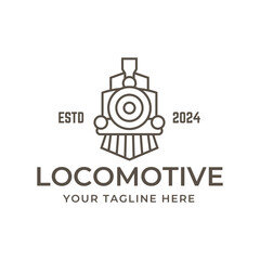 Old Locomotive Train Machine Logo Design Vector