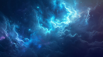 Fototapeta na wymiar Radiant Blue and Purple Nebula in Vast Cosmic Expanse