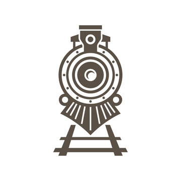 Vintage Old Locomotive Engine icon or logo Design Vector