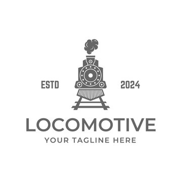 Old Locomotive Train Machine Logo Design Vector