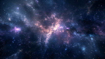 Fototapeta premium Ethereal Cosmic Phenomenon with Blue and Pink Nebulae Among Star Clusters