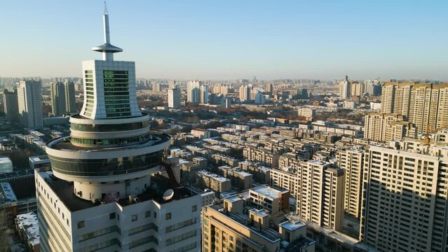 Drone shot of Hotel with Residential Area in Zibo city, Shandong Province, China