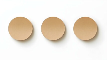 Set of beige round Paper Notes on a white Background. Brainstorming Template with Copy Space
