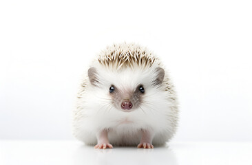 Close up of a  cute hedgehog on the white background