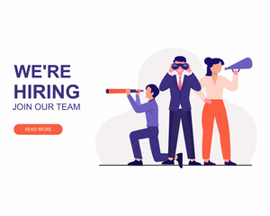 Hr Human Resources searching candidate for job opportunities to fill in job vacancy Creative design idea for promotions, advertisement. 