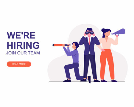 Hr Human Resources searching candidate for job opportunities to fill in job vacancy Creative design idea for promotions, advertisement. 