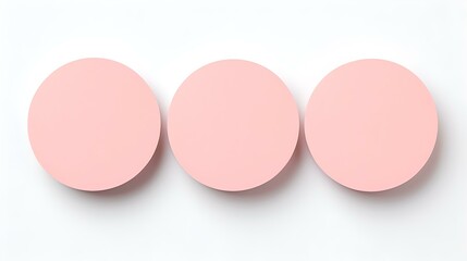Set of blush round Paper Notes on a white Background. Brainstorming Template with Copy Space
