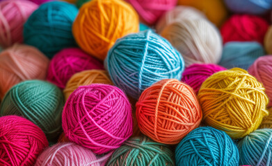 balls of colourful thread, background