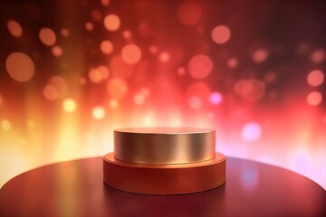 Podium with background soft bokeh, podium for product presentation, geometric shape for product display presentation, stage showcase, promotion display.