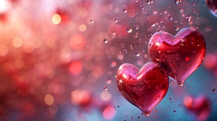 Obraz premium High-quality Valentine's hearts on abstract backdrop.