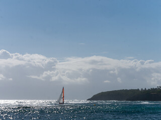 sailboat in the Jolly Harbor of Antigua