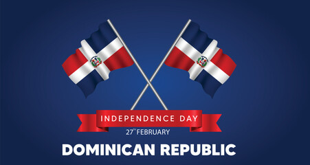 Dominican Republic Independence Day 27 February waving flag vector poster