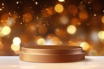 Podium with background soft bokeh, podium for product presentation, geometric shape for product display presentation, stage showcase, promotion display.