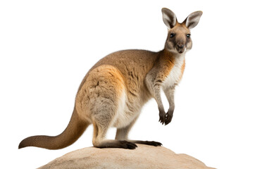 Stone-perched Wallaby isolated on transparent Background