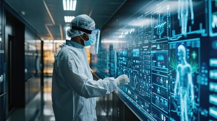 scientist performing brain scanning in laboratory inside of a medical facility