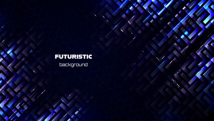 Futuristic blue tech background. Modern illustration with complex elements.