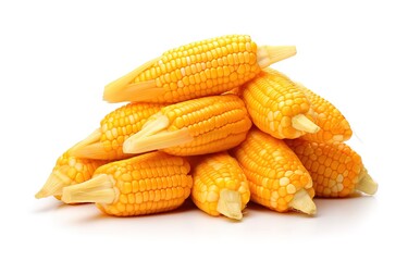 Pile of fresh Yellow corn Isolated on white Background. generative AI