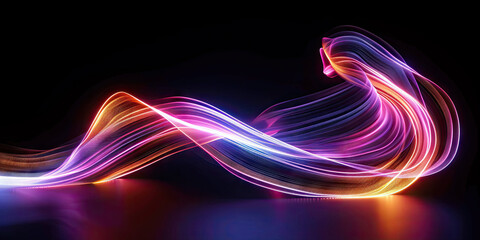 Abstract ranibow wave light painting with vibrant colors and dynamic patterns. Suitable for  for technology, abstract, motion graphics, and futuristic design projects. Vibrant and dynamic.